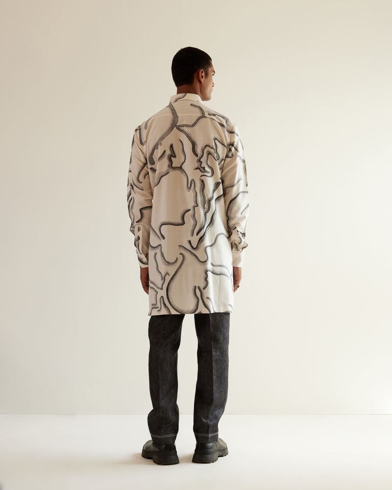 Desert Print Trench Kurta