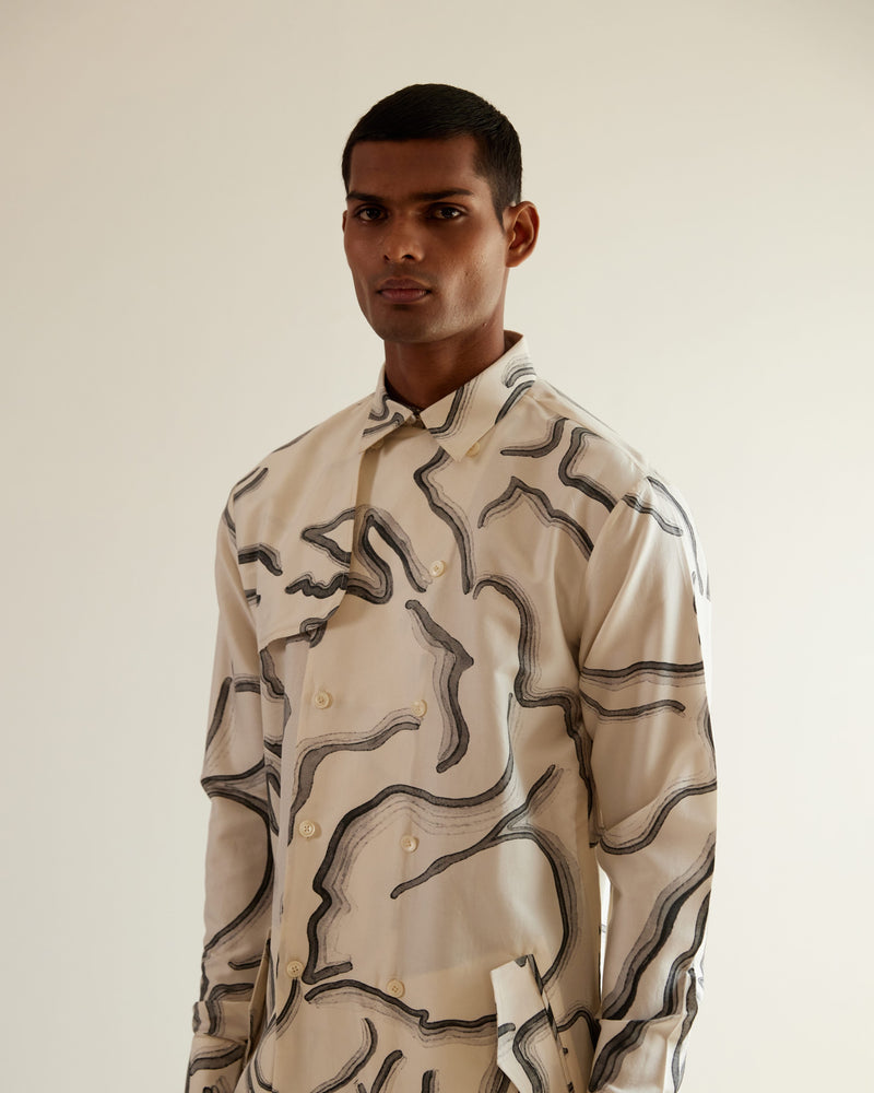Desert Print Trench Kurta