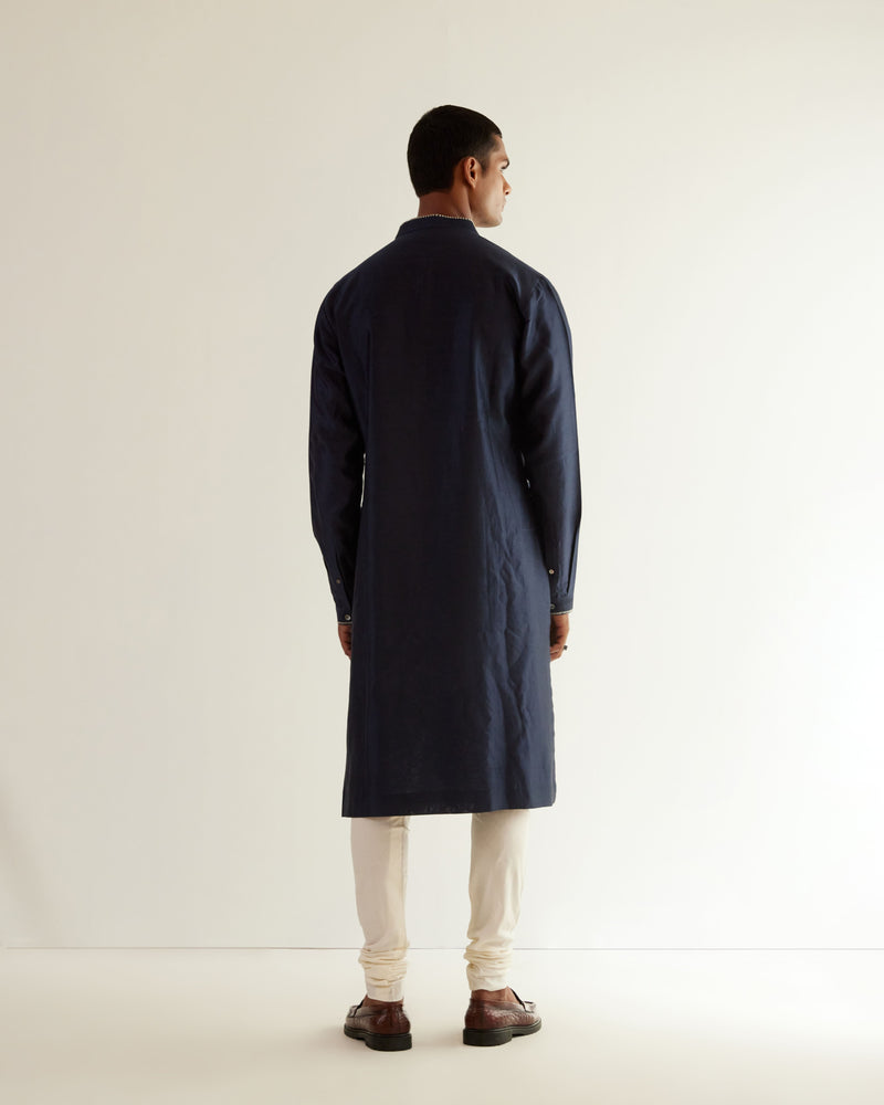 Camo-Block V-Notch Embroidery Kurta Set