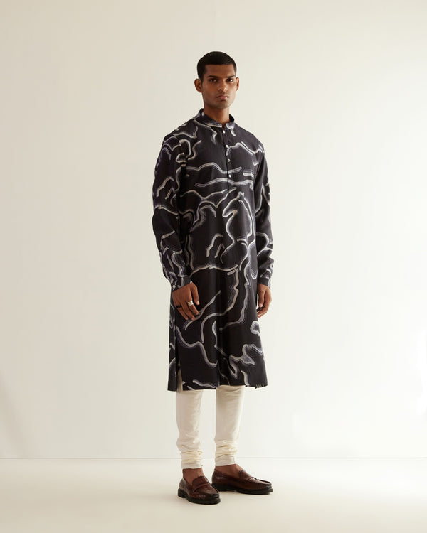 Desert Print Silk Kurta Set