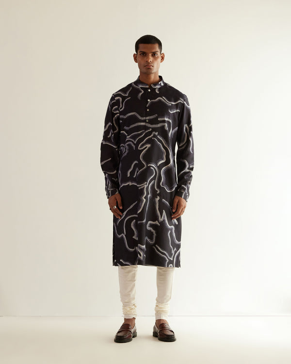 Desert Print Silk Kurta Set