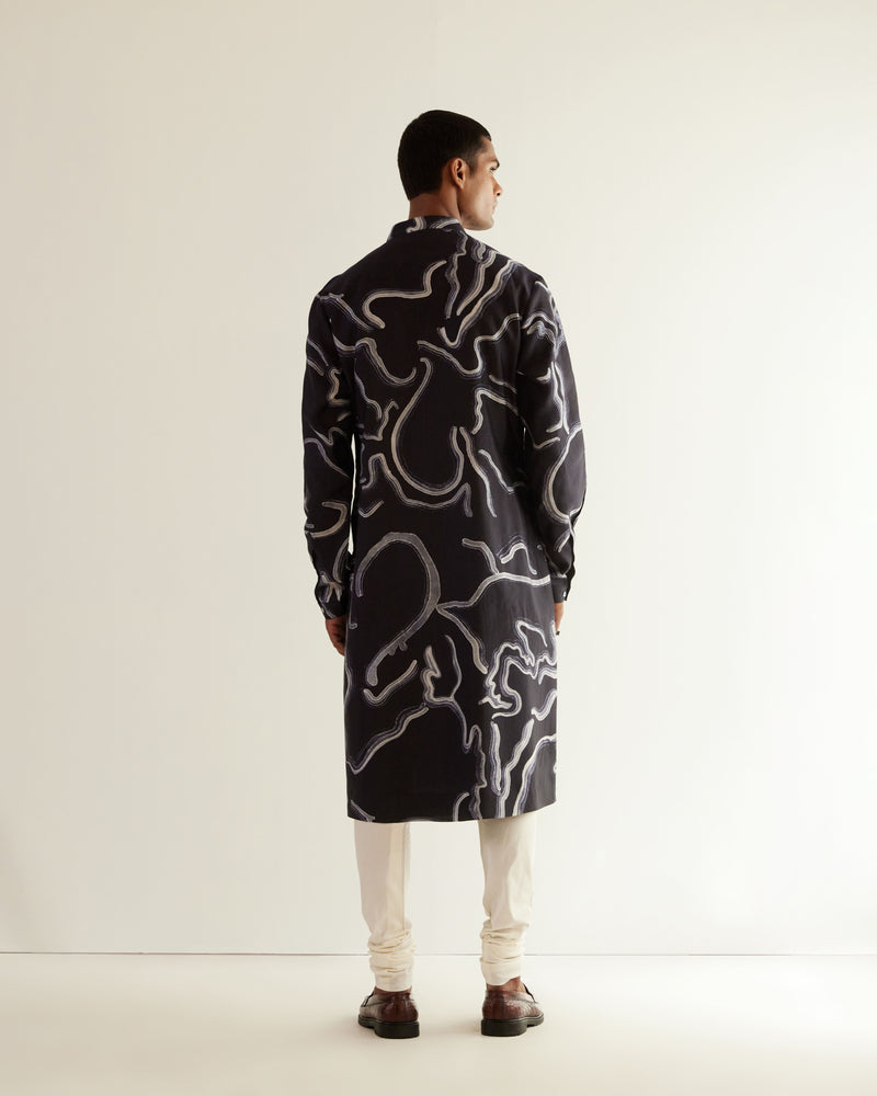 Desert Print Silk Kurta Set