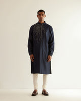 Black Hole Placement Embroidery Kurta Set