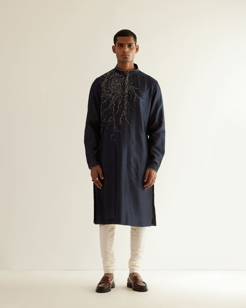 Black Hole Placement Embroidery Kurta Set