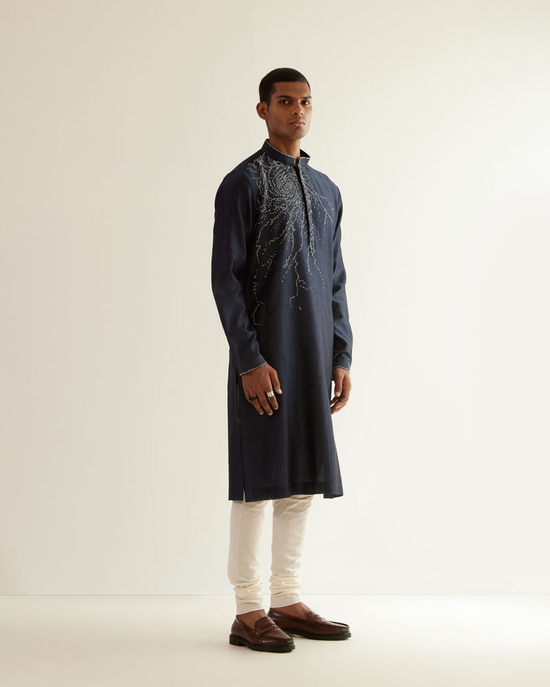 Black Hole Placement Embroidery Kurta Set