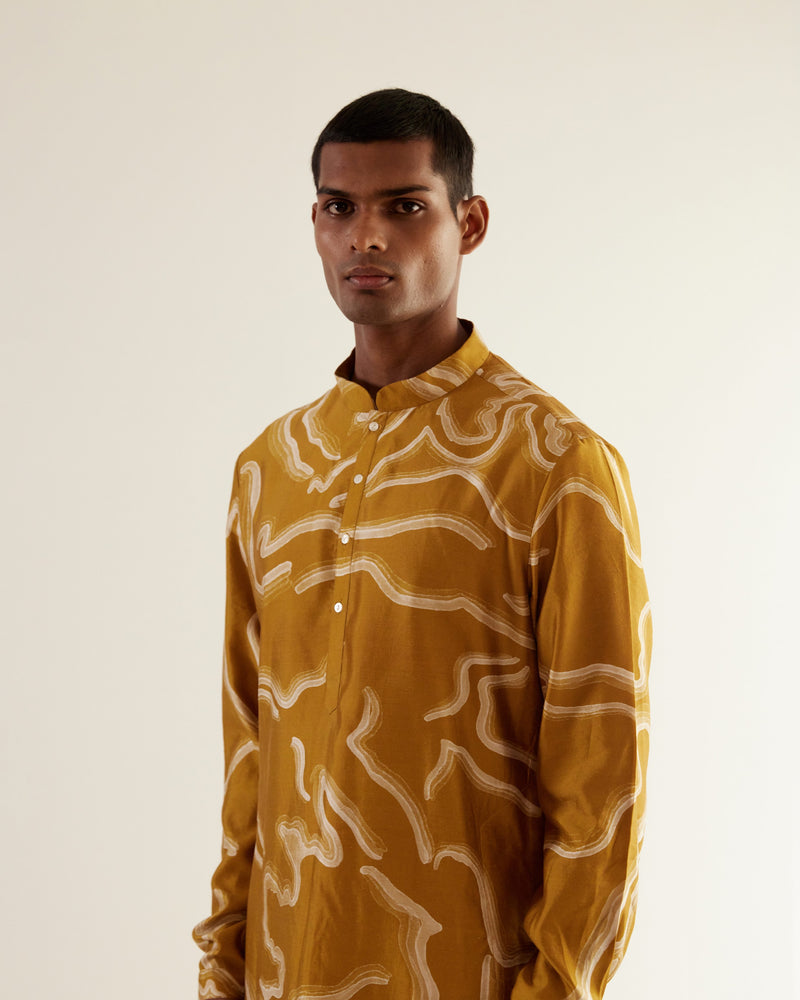 Desert Print Silk Kurta Set