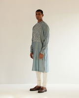 Camo-Block Yoke Embroidery Kurta Set