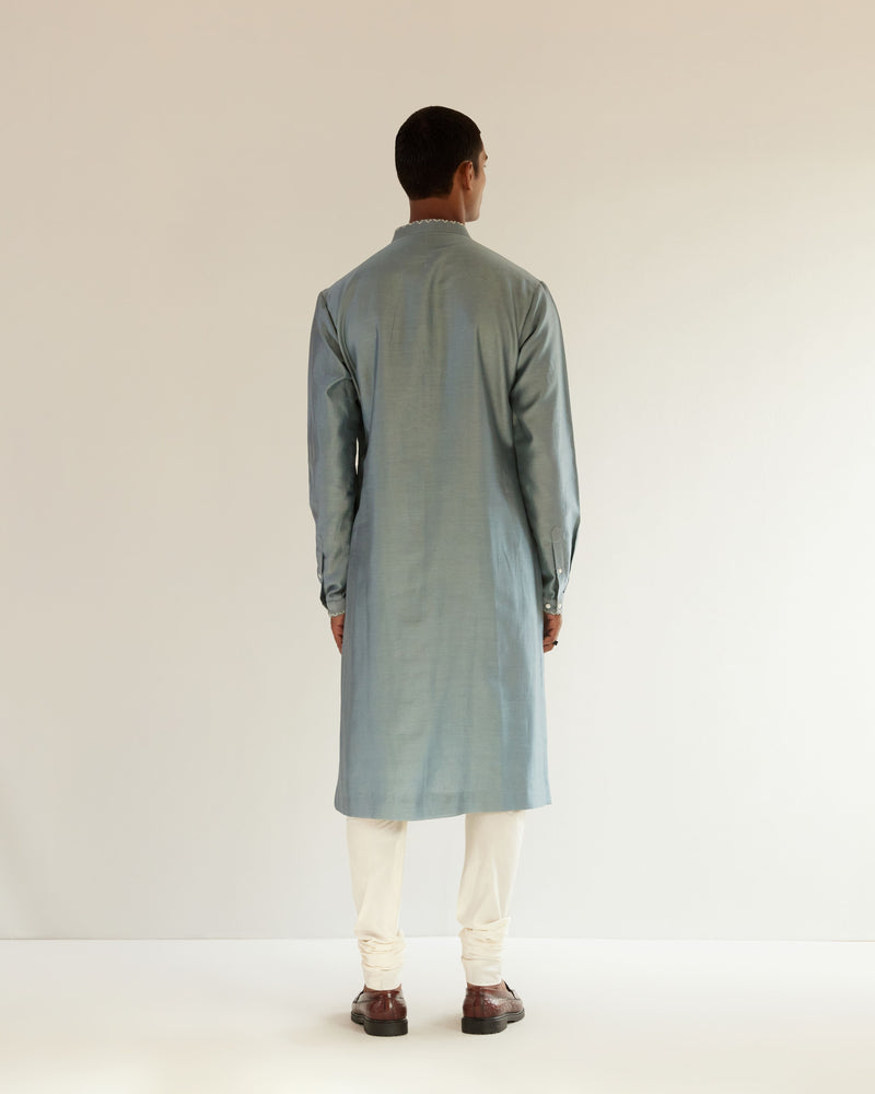 Camo-Block Yoke Embroidery Kurta Set