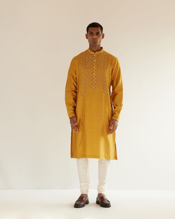 Asymmetric Embroidered Yoke Kurta Set