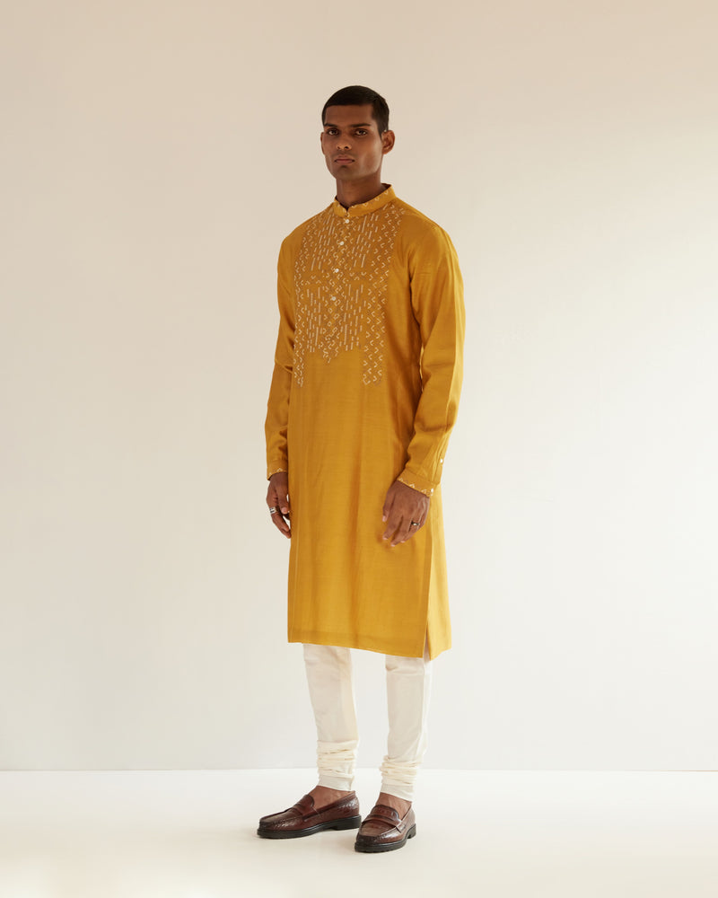 Asymmetric Embroidered Yoke Kurta Set