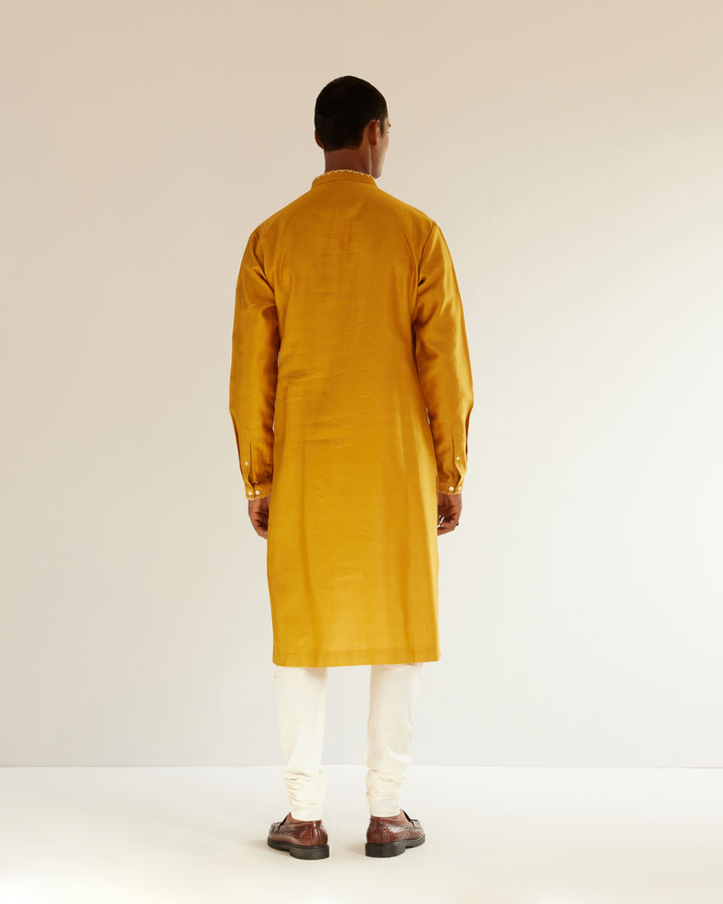 Camo-Block Yoke Embroidery Kurta Set