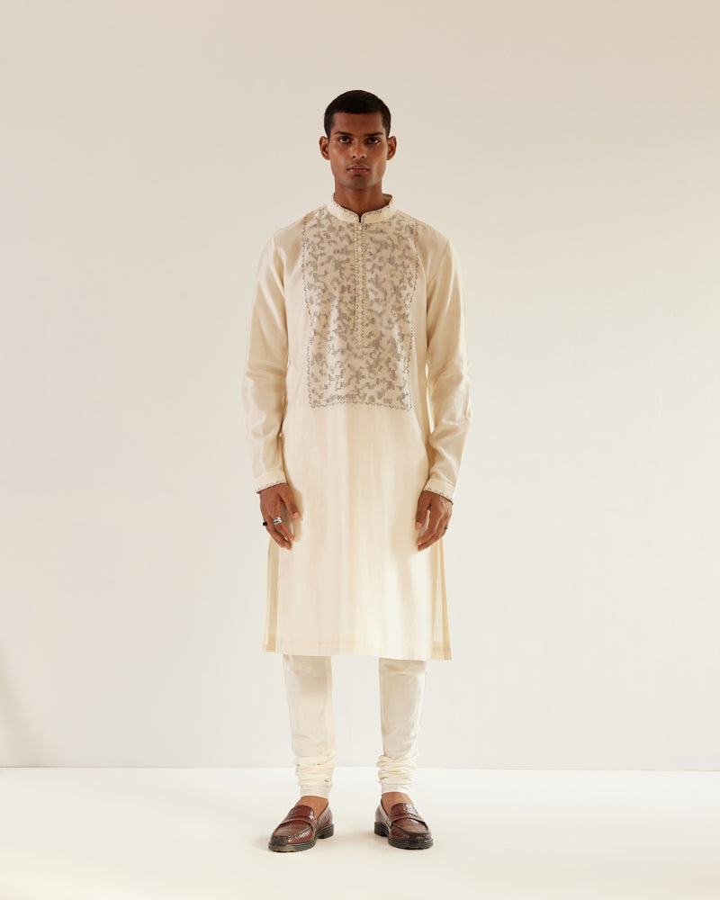 Camo-Block Yoke Embroidery Kurta Set