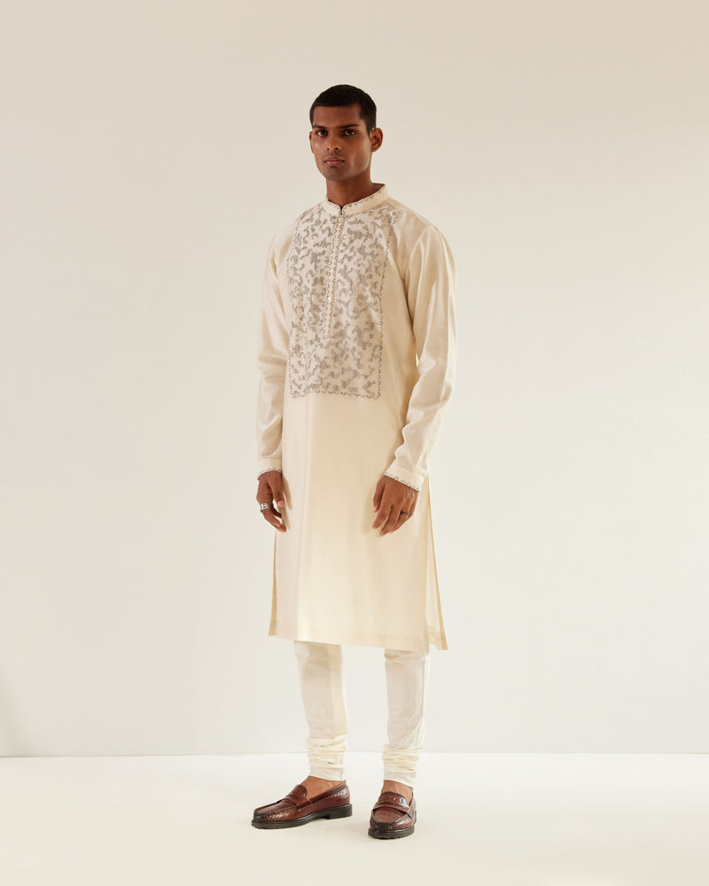 Camo-Block Yoke Embroidery Kurta Set