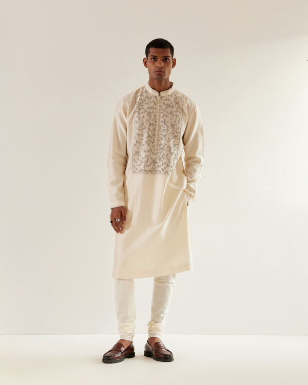 Camo-Block Yoke Embroidery Kurta Set