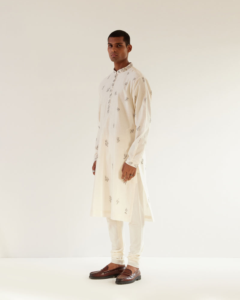 Camo Motif Hand Embroidered Kurta Set