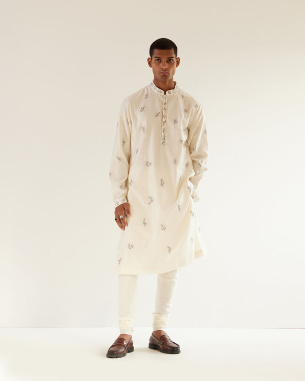 Camo Motif Hand Embroidered Kurta Set