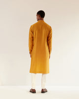 Camo-Block V-Notch Embroidery Kurta Set