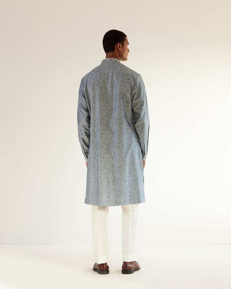 Block Embroidered Front Open Kurta Set