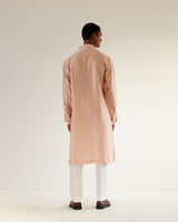Camo-Block Print Kurta Set With Embroidered Yoke