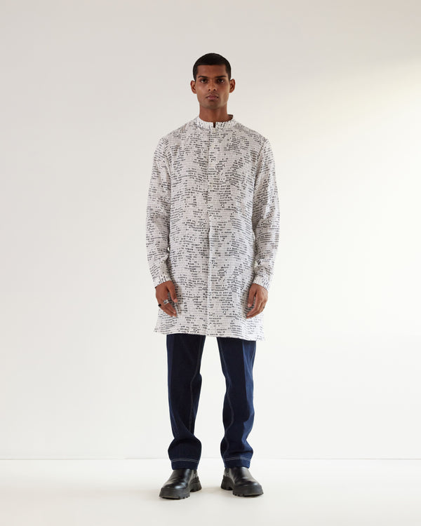 Upscale Camo Block White Short Kurta