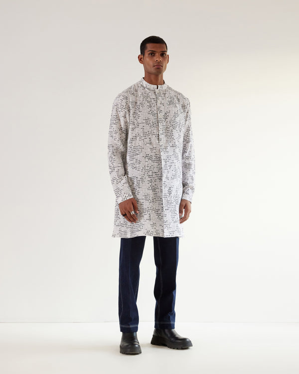 Upscale Camo Block White Short Kurta