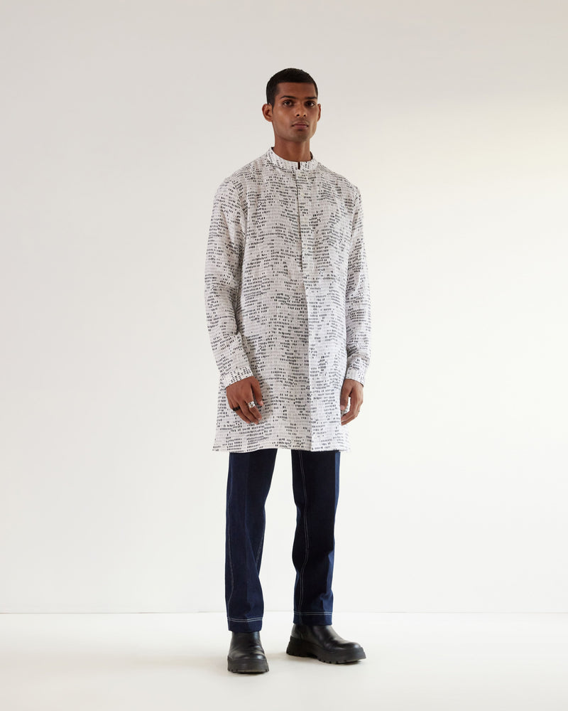 Upscale Camo Block White Short Kurta
