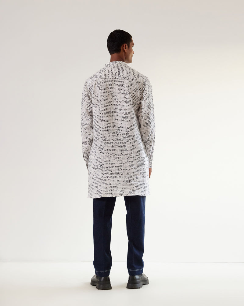 Upscale Camo Block White Short Kurta