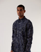 Black Hole Print Front-Open Kurta