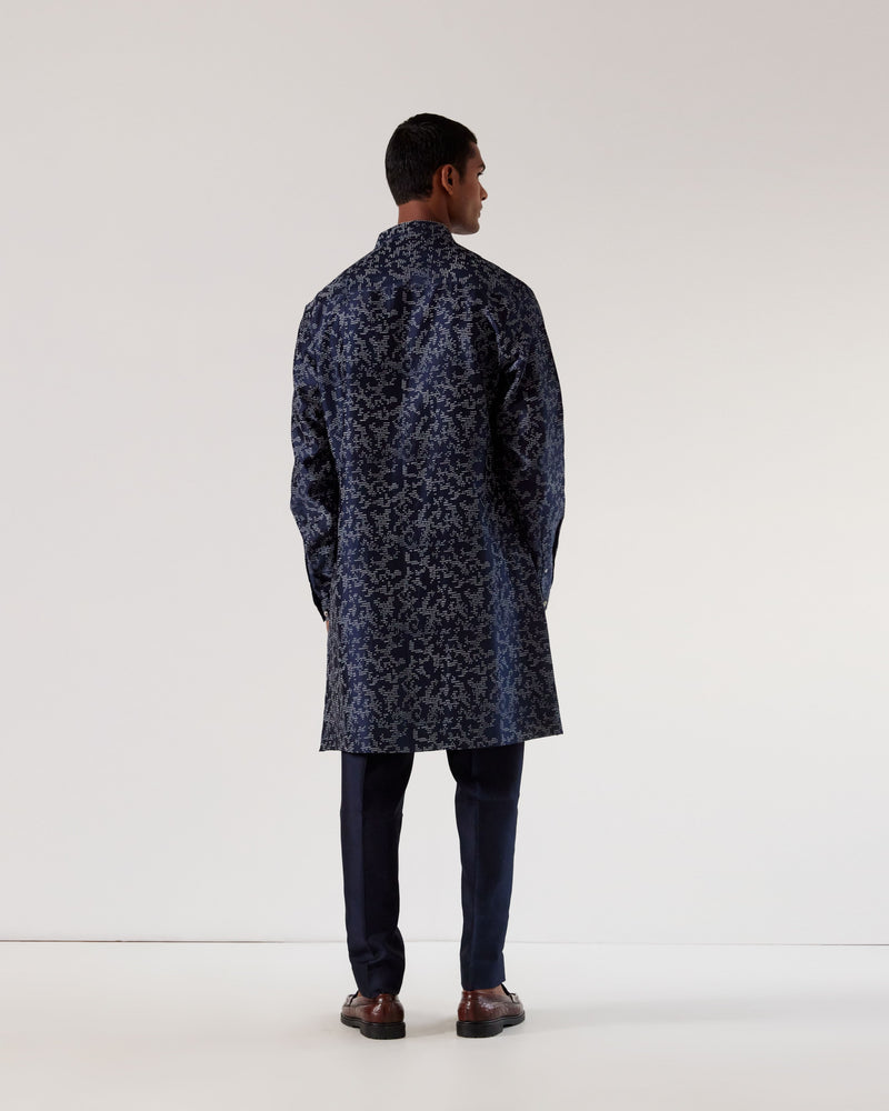 Camo Block Front Open Kurta Set