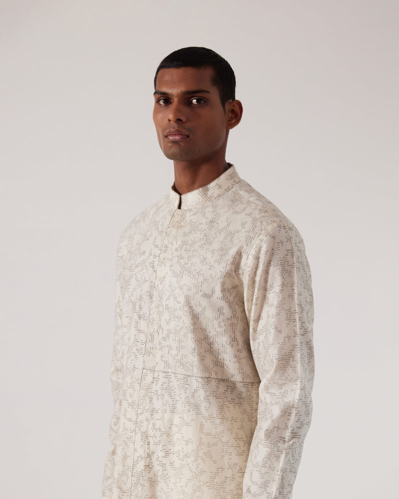 Camo Block Front Open Kurta Set