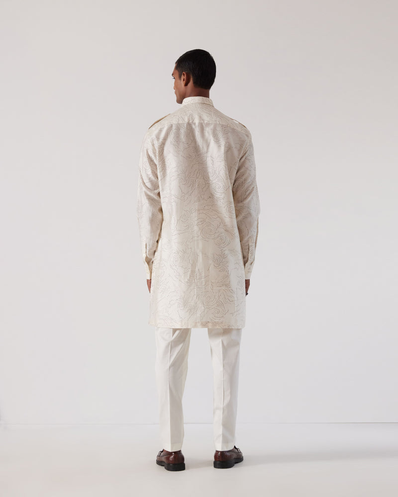 Black Hole Print Front-Open Kurta