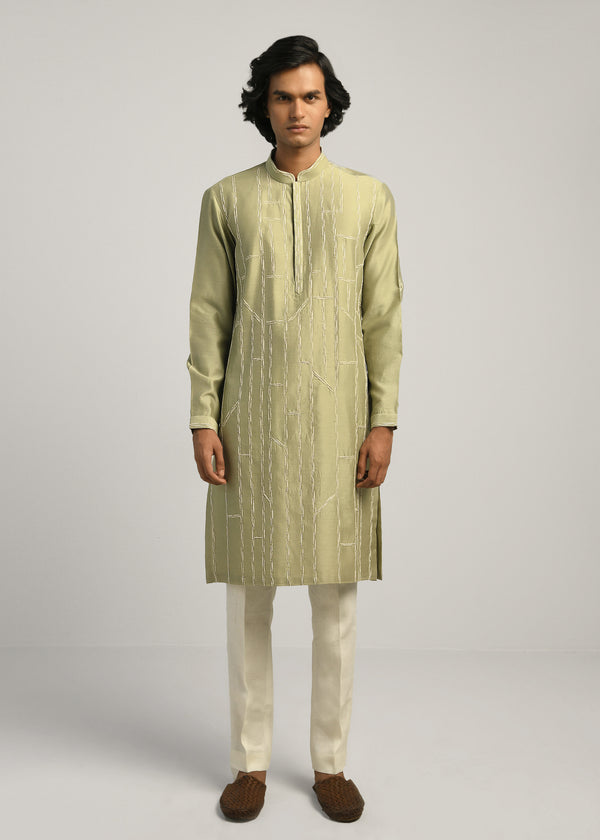 Rustic Lines Hand Embroidered Kurta Set