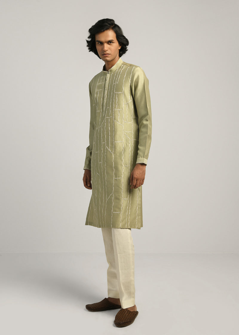 Rustic Lines Hand Embroidered Kurta Set
