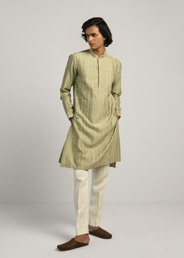 Rustic Lines Hand Embroidered Kurta Set
