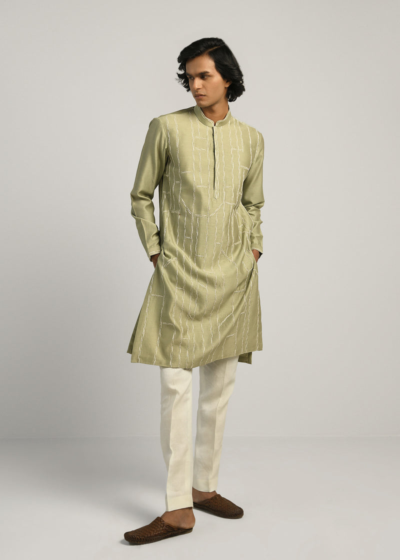 Rustic Lines Hand Embroidered Kurta Set