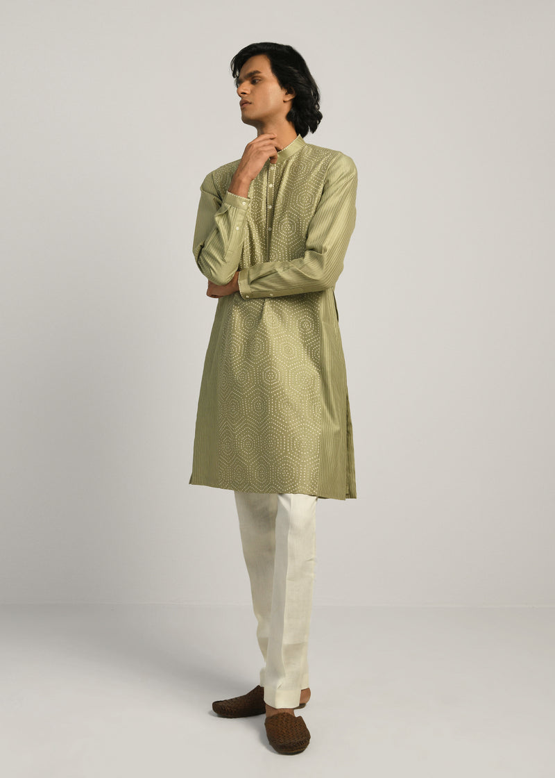 Hexa Dots hand Emb Kurta Set