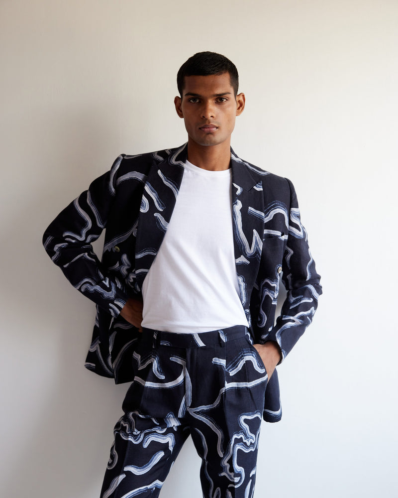 Desert Wave Printed Double Breasted Jacket