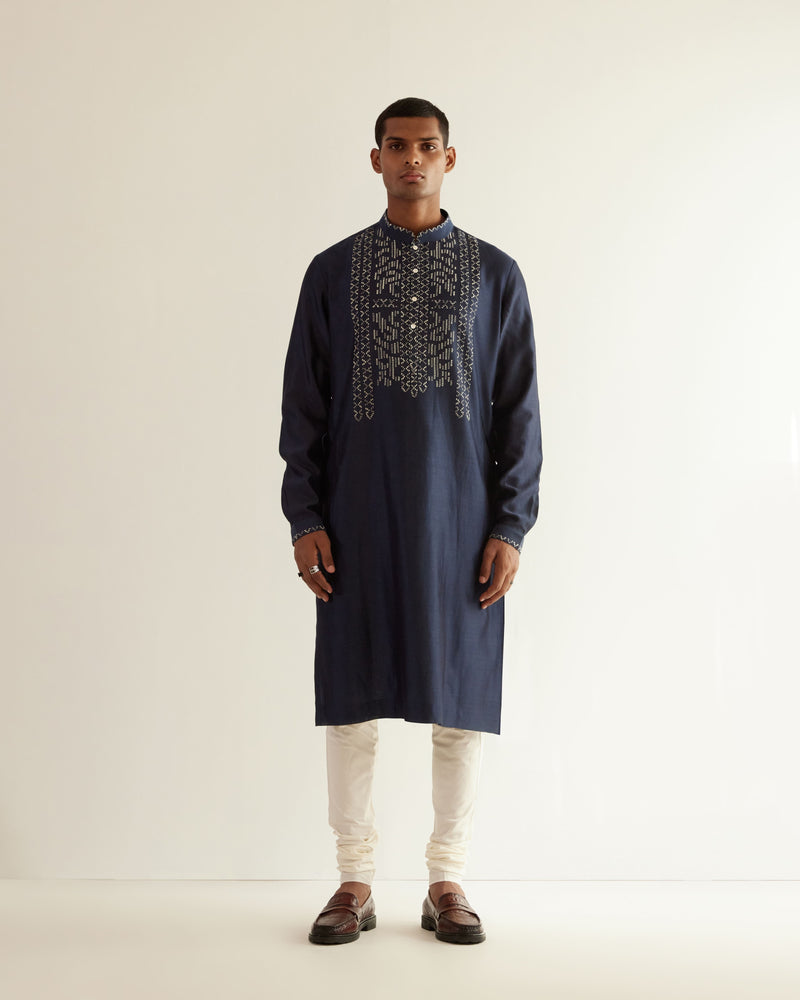 Asymmetric Embroidered Yoke Kurta Set