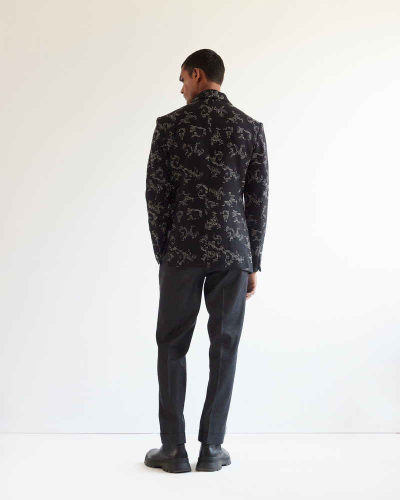 Camo-block  Hand-embroidered Double-breasted Jacket