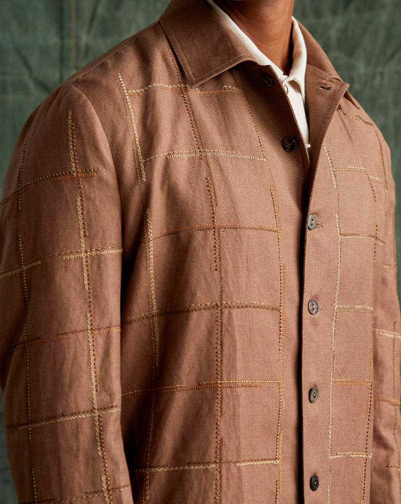 Embroidered Checks Workwear Jacket