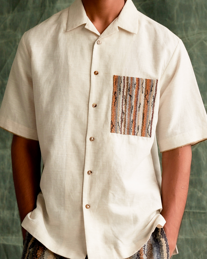 Earth Embroidered Patch Pocket Shirt