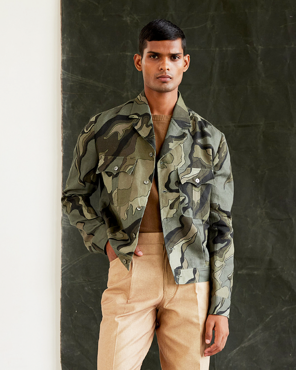 Molten Camouflage Vintage Cropped Jacket