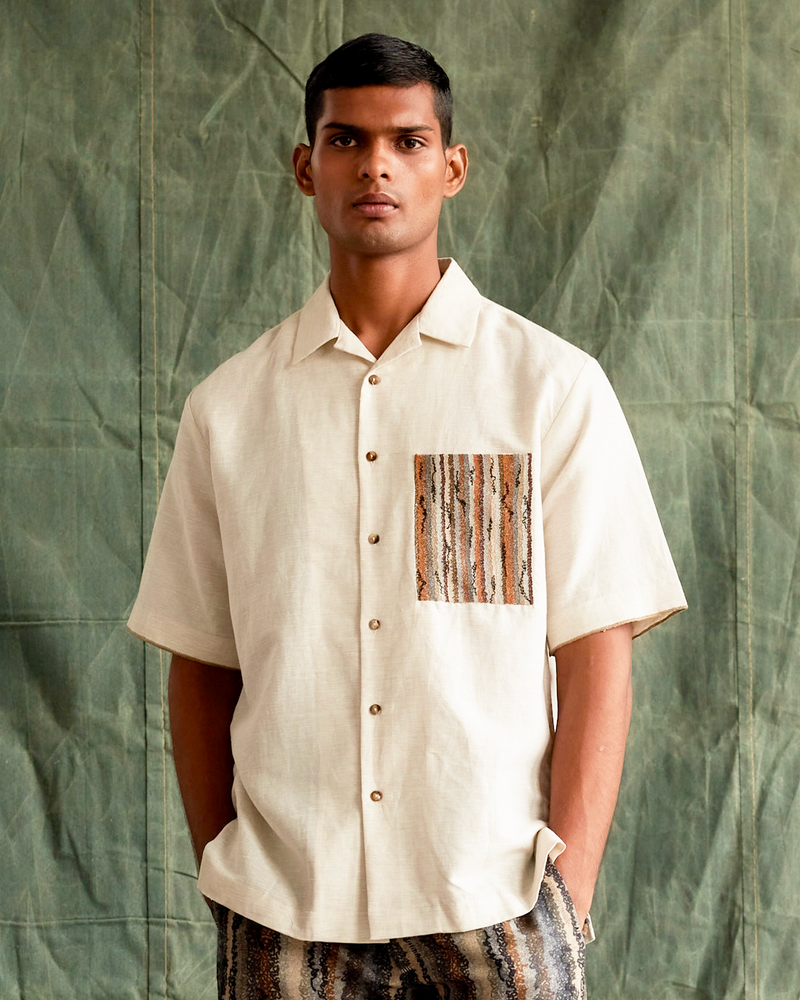 Earth Embroidered Patch Pocket Shirt