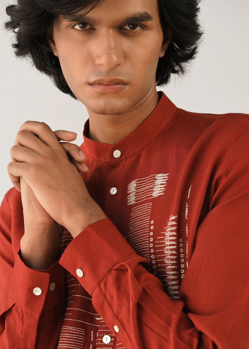 Dots Dash Hand embroidered Shirt