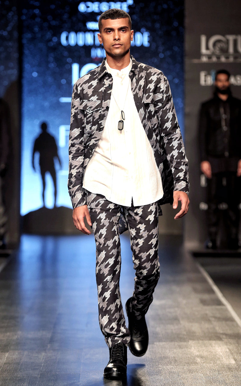 Star Houndstooth Kurta Set