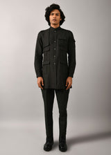 Olive Memoir trench Kurta