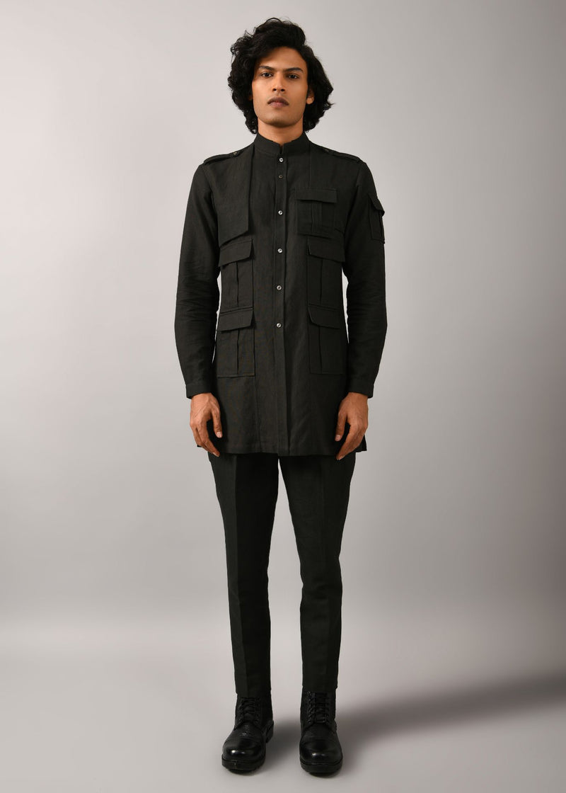 Olive Memoir trench Kurta