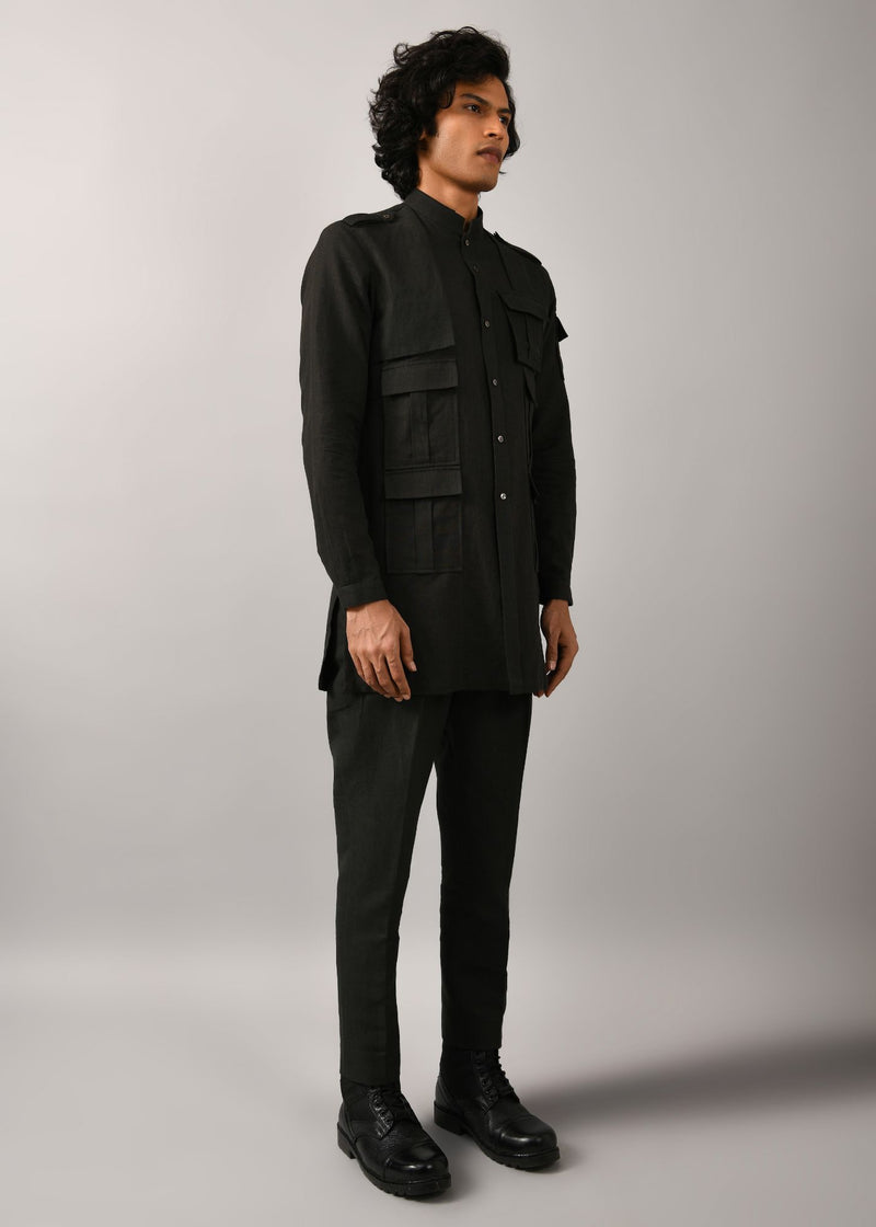 Olive Memoir trench Kurta
