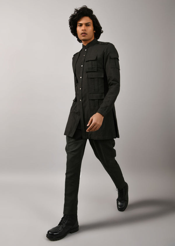 Olive Memoir trench Kurta