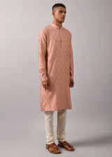 Diamond Pattern Embroidered Kurta Set
